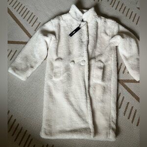 Elegant White Faux Fur Coat